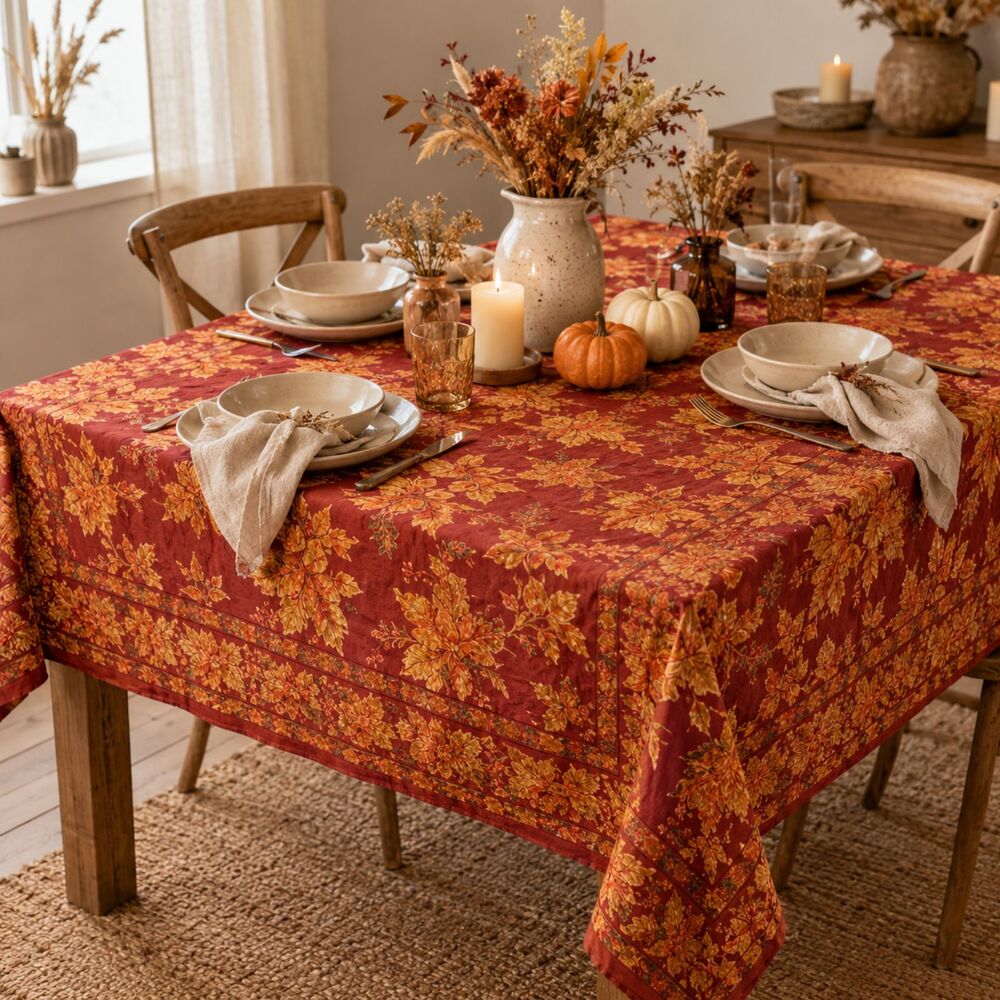 April Cornell Table Cloth Boho Cottage Holiday Thanksgiving Fall Floral Sheet